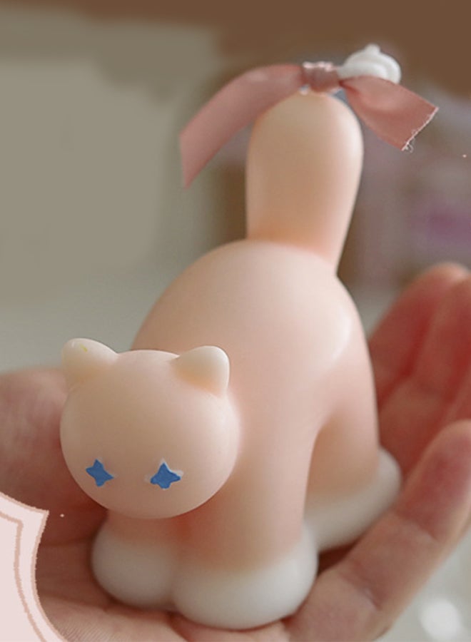 Curly Tail Cat Scented Candle - Light Pink, Berlin Girl Fragrance, Natural Soy Wax Cute Decor Candle for Home Relaxation, Bedroom Ambiance & Gift for Her/Cat Lovers - Image 1